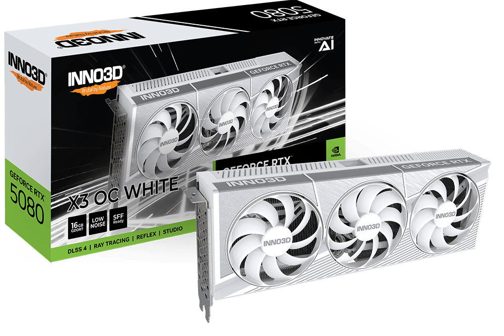 INNO3D GeForce RTX™5080 X3 OC WHITE 16GB GDDR7 Graphics Card | N50803 - 16D7X - 17605211 - 8886307700179 - Vektra Computers LLC INNO3D GeForce RTX™5080 X3 OC WHITE 16GB GDDR7 Graphics Card | N50803 - 16D7X - 17605211 - 8886307700179 - Vektra Computers LLC